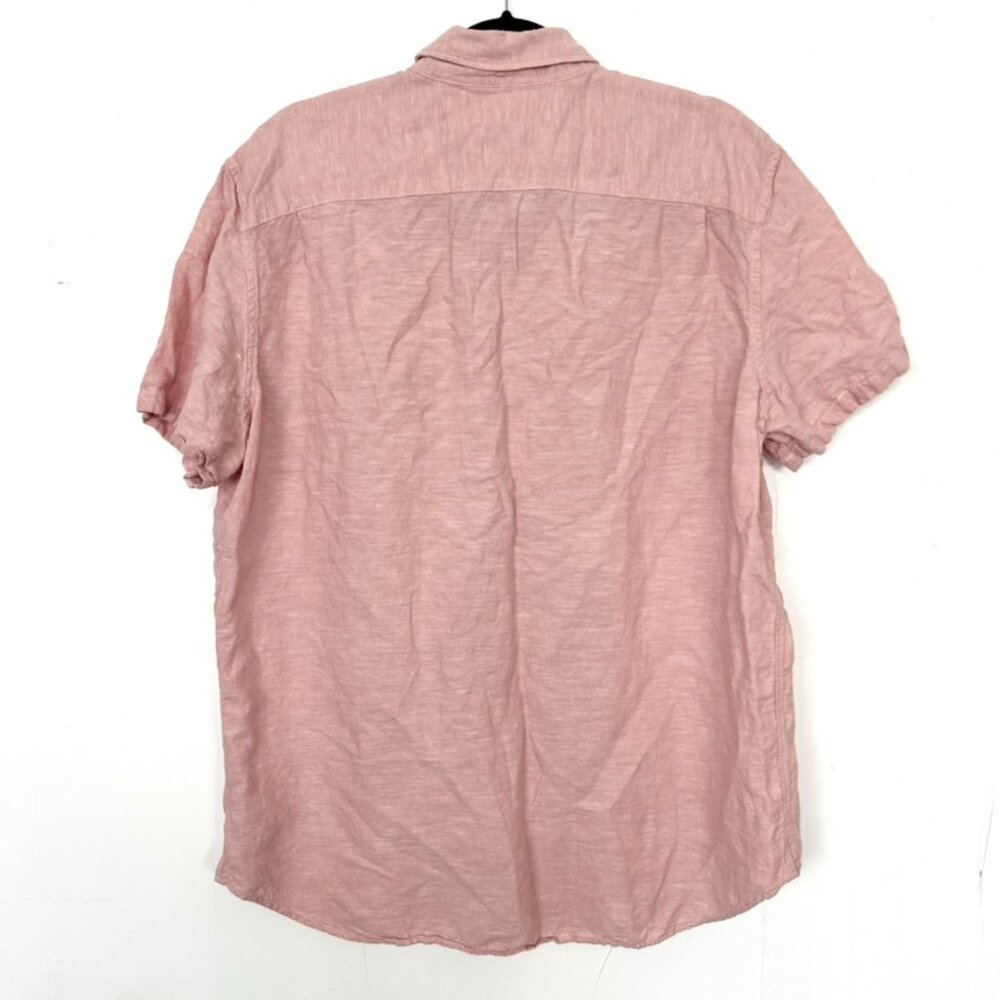 Gap Linen Blend Short Sleeve Button Down‎ Shirt Pink Standard Fit XL - Picture 4 of 4